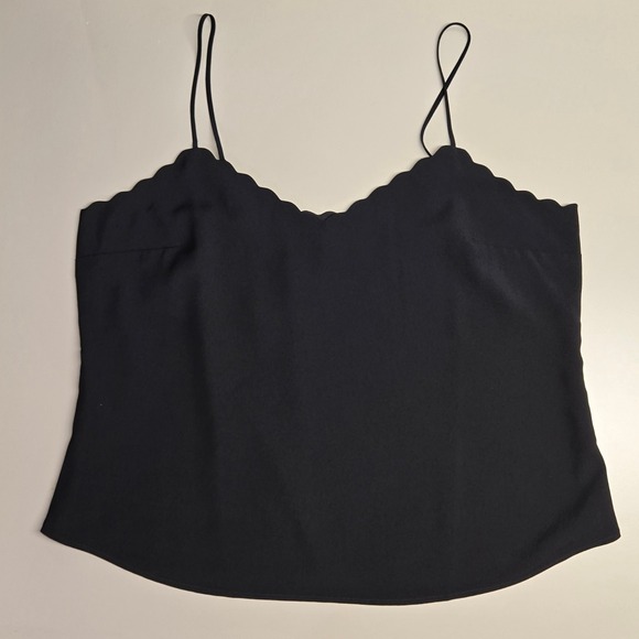 J Crew Cami Top Plus Size 16 Black Scalloped Whimsigoth Dark Romantic Base Layer - Picture 1 of 7